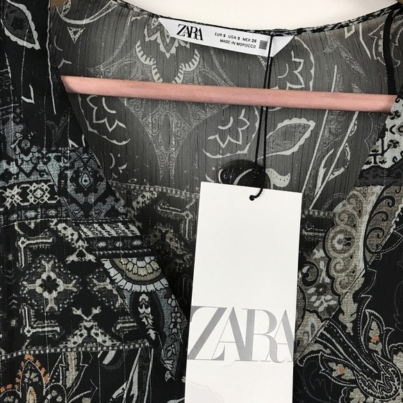 NWT Zara Paisley Bohemian Mini Dress‎ Size Small - Picture 8 of 14